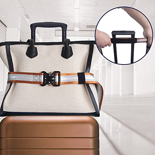 Travel Belt for Luggage - Stylish & Adjustable Add a Bag Luggage Strap for Carry On Bag - Airport Travel Accessories for Women & Men (Silver Brown)