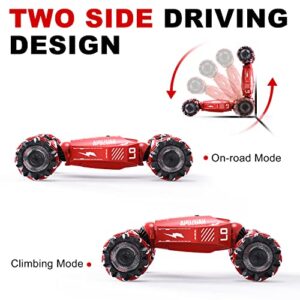 LOOZIX Upgraded Hand Gesture Sensing RC Stunt Car with Lights Music, Spray Fog Steam Gesture RC Car Remote Controll Transformed Vehicle 360° Spins All Terrains Monster Truck for Boys Kids