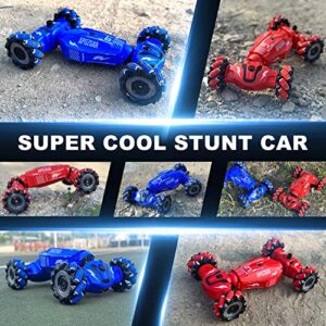 LOOZIX Upgraded Hand Gesture Sensing RC Stunt Car with Lights Music, Spray Fog Steam Gesture RC Car Remote Controll Transformed Vehicle 360° Spins All Terrains Monster Truck for Boys Kids