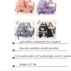 MOJIDUO Kawaii Backpack Pins Accessorie 4Pcs Set Cute Kawaii Rucksack for School Bag Cute Aesthetic Backpack