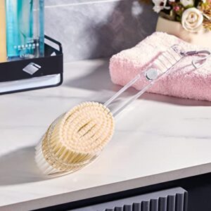 DeaLott Dual-Sided Back Scrubber for Shower, Long Handle Back Brush with Stiff and Soft Bristles, Wet and Dry Body Brush Exfoliator, Shower Brush for Body Men Women