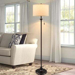 Luvkczc Modern Floor Lamp, 60" Standing Lamp for Living Room with Fabric Lamp Shade, Corner Tall Reading Lamp for Bedroom, Office, Dining Room, Farmhouse (Bulb Included) (Black)