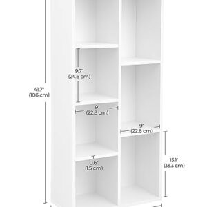 VASAGLE Bookcase, Bookshelf with 7 Compartments, Freestanding Shelves and Cube Organizer, for Display in Living Room, Bedroom, and Home Office, White