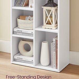 VASAGLE Bookcase, Bookshelf with 7 Compartments, Freestanding Shelves and Cube Organizer, for Display in Living Room, Bedroom, and Home Office, White