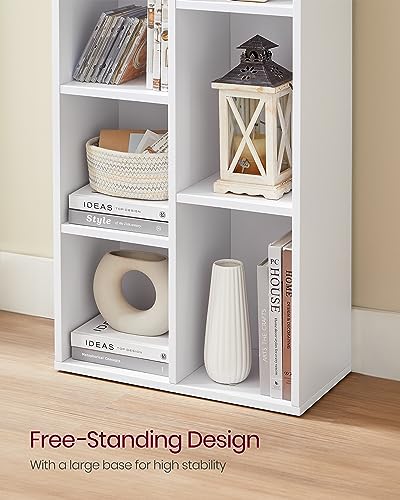 VASAGLE Bookcase, Bookshelf with 7 Compartments, Freestanding Shelves and Cube Organizer, for Display in Living Room, Bedroom, and Home Office, White