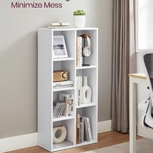 VASAGLE Bookcase, Bookshelf with 7 Compartments, Freestanding Shelves and Cube Organizer, for Display in Living Room, Bedroom, and Home Office, White