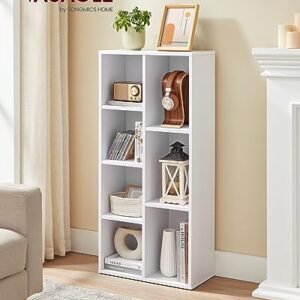 VASAGLE Bookcase, Bookshelf with 7 Compartments, Freestanding Shelves and Cube Organizer, for Display in Living Room, Bedroom, and Home Office, White