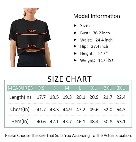 THE GYM PEOPLE Women's Workout Crop Top T-Shirt Short Sleeve Boxy Yoga Running Cropped Basic Tee Black