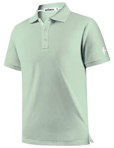 atforna men's golf polo shirt slim fit moisture athletic t-shirts casual business blouses summer tops green