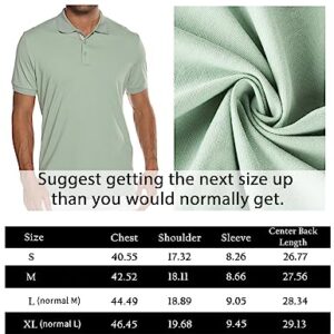 ATFORNA Men's Golf Polo Shirt Slim fit Moisture Athletic T-Shirts Casual Business Blouses Summer Tops Green