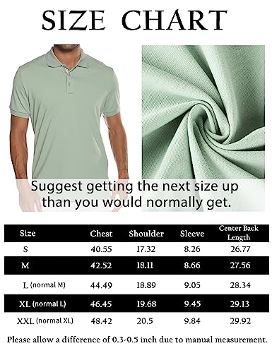 ATFORNA Men's Golf Polo Shirt Slim fit Moisture Athletic T-Shirts Casual Business Blouses Summer Tops Green