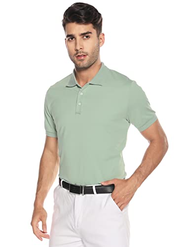 ATFORNA Men's Golf Polo Shirt Slim fit Moisture Athletic T-Shirts Casual Business Blouses Summer Tops Green