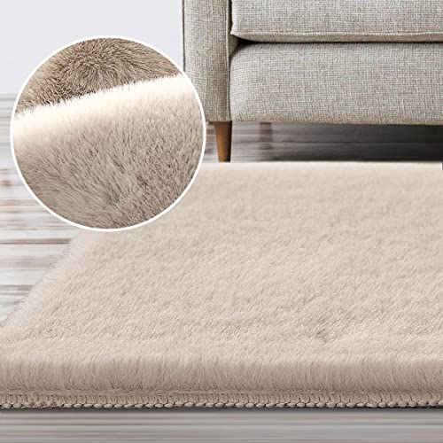 H.VERSAILTEX Area Rug Super Soft Shaggy Rugs Carpets Furry Kids Room Nursery Rug Bedroom Living Room Carpet High Pile Throw Rug Shag Plush Rug, French Oak - 5x7 Feet