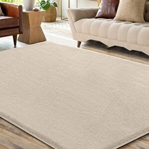 H.VERSAILTEX Area Rug Super Soft Shaggy Rugs Carpets Furry Kids Room Nursery Rug Bedroom Living Room Carpet High Pile Throw Rug Shag Plush Rug, French Oak - 5x7 Feet