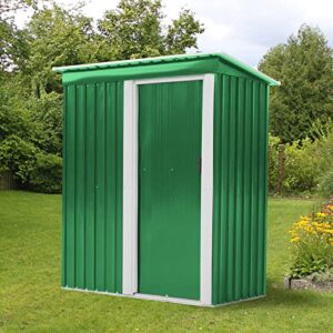 arlopu 5 x 3 ft outdoor storage shed, metal shed with sliding door, waterproof tool storage cabinet, backyard patio lawn, for bicycle, garden tool, pet house, utility room (dark green)