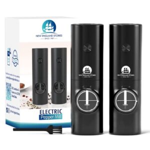 electric salt and pepper grinder set battery powered with light, automatic one hand operation pepper mill with 5 levels adjustable coarseness