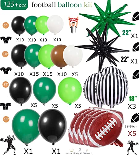 Football Balloon garland arch kit Dark green Brown black balloon large mylar starburst for sport theme eagle super bowl touch down birthday decorations