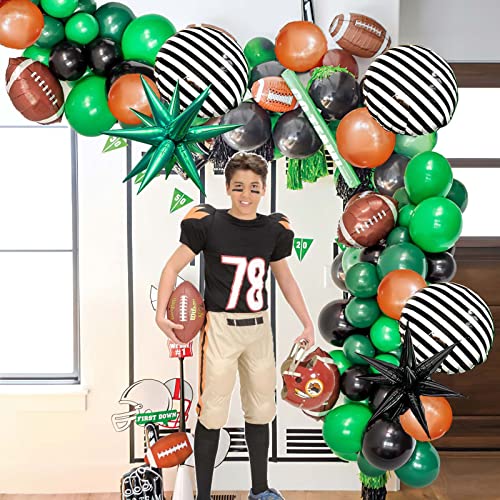 Football Balloon garland arch kit Dark green Brown black balloon large mylar starburst for sport theme eagle super bowl touch down birthday decorations