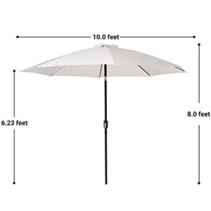 SUNNYARD Umbrella 10' Round Aluminum Pole Fiberglass Rib Market Patio Umbrella (White)