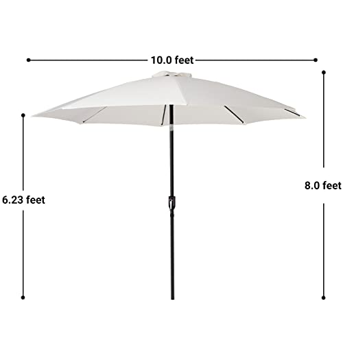 SUNNYARD Umbrella 10' Round Aluminum Pole Fiberglass Rib Market Patio Umbrella (White)