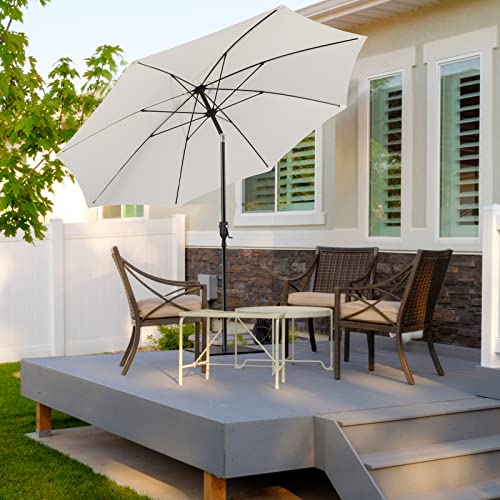 SUNNYARD Umbrella 10' Round Aluminum Pole Fiberglass Rib Market Patio Umbrella (White)