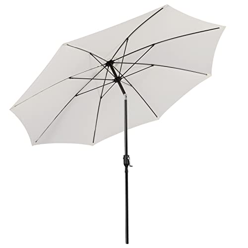 SUNNYARD Umbrella 10' Round Aluminum Pole Fiberglass Rib Market Patio Umbrella (White)