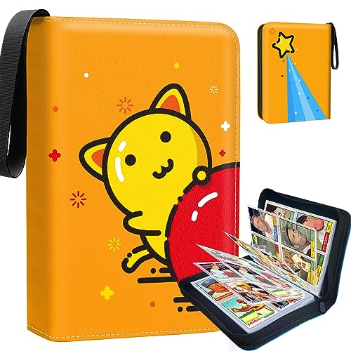 Card Binder For Pokemon Card 4 Sleeves with 400 Cards Holder,Trading Card Albums Book Case Folder with 3 Rings For Game,Sports