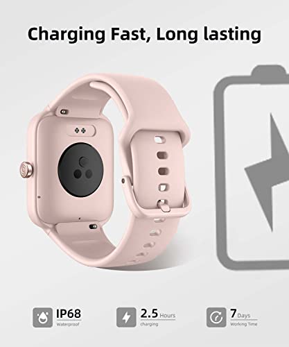 RERE ASW2-Pro Smart Watch (Answer/Make Call), Alexa Built-in, 1.8“ Fitness Tracker with 100 Sport Modes, Heart Rate, Blood Oxygen, Sleep Monitor, Fit for Android and iPhone, IP68 Waterproof, (Pink)