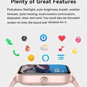 RERE ASW2-Pro Smart Watch (Answer/Make Call), Alexa Built-in, 1.8“ Fitness Tracker with 100 Sport Modes, Heart Rate, Blood Oxygen, Sleep Monitor, Fit for Android and iPhone, IP68 Waterproof, (Pink)