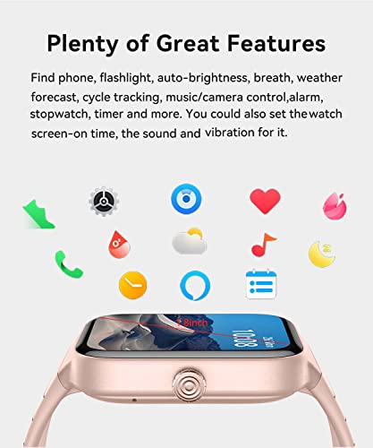 RERE ASW2-Pro Smart Watch (Answer/Make Call), Alexa Built-in, 1.8“ Fitness Tracker with 100 Sport Modes, Heart Rate, Blood Oxygen, Sleep Monitor, Fit for Android and iPhone, IP68 Waterproof, (Pink)