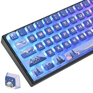 fogruaden pudding keycaps 60 percent, 118 dye-sublimation keycaps set, asa profile custom keycaps for cherry gateron mx switches mechanical keyboard(blue polar)