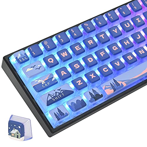 Fogruaden Pudding Keycaps 60 Percent, 118 Dye-Sublimation Keycaps Set, ASA Profile Custom Keycaps for Cherry Gateron MX Switches Mechanical Keyboard(Blue Polar)