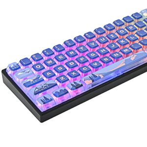 Fogruaden Pudding Keycaps 60 Percent, 118 Dye-Sublimation Keycaps Set, ASA Profile Custom Keycaps for Cherry Gateron MX Switches Mechanical Keyboard(Blue Polar)