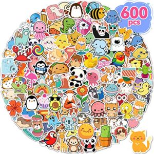 gojmzo 600 pcs stickers for kids, cute water bottle stickers vinyl waterproof stickers for laptop skateboard phone computer hydroflask, cute kawaii animal sticker pack for kids teens girls