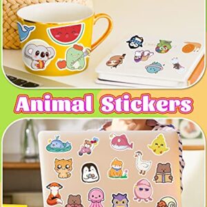 Gojmzo 600 PCS Stickers for Kids, Cute Water Bottle Stickers Vinyl Waterproof Stickers for Laptop Skateboard Phone Computer Hydroflask, Cute Kawaii Animal Sticker Pack for Kids Teens Girls