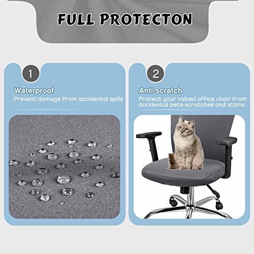 3 Pieces Headrest Chair Cover Office Chair Cover Rolling Desk Chair Cover Gaming Chair Covers Stretch Washable Computer Chair Slipcovers for Swivel Chair Armchair Computer Boss Chair (Dark Gray)