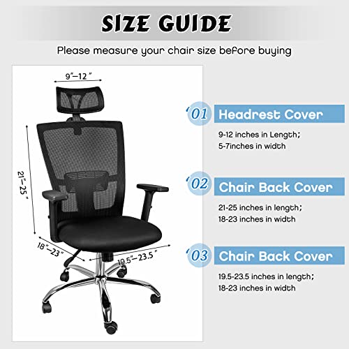 3 Pieces Headrest Chair Cover Office Chair Cover Rolling Desk Chair Cover Gaming Chair Covers Stretch Washable Computer Chair Slipcovers for Swivel Chair Armchair Computer Boss Chair (Dark Gray)