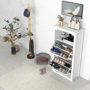 xiweot Shoe Cabinet for Entryway Slim : Hidden Shoe Storage Cabinet for Entryway White Shoe Cabinet Narrow Shoe Cabinet with Doors Wooden Storage Cabinet Slim Shoe Cabinet