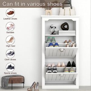 xiweot Shoe Cabinet for Entryway Slim : Hidden Shoe Storage Cabinet for Entryway White Shoe Cabinet Narrow Shoe Cabinet with Doors Wooden Storage Cabinet Slim Shoe Cabinet