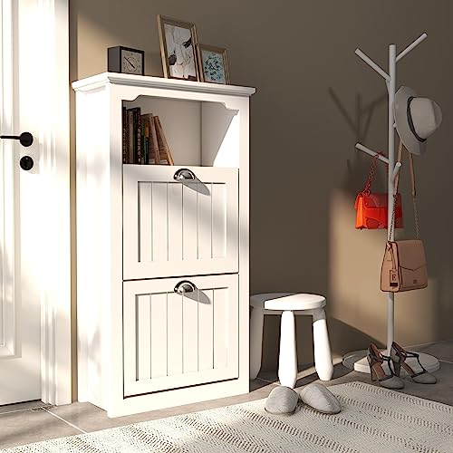 xiweot Shoe Cabinet for Entryway Slim : Hidden Shoe Storage Cabinet for Entryway White Shoe Cabinet Narrow Shoe Cabinet with Doors Wooden Storage Cabinet Slim Shoe Cabinet