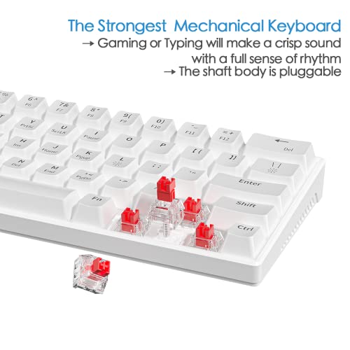 abucow 60% Mechanical Keyboard Wired Hot Swappable Gaming Keyboard 63 keycaps for PC/Mac (White&63)