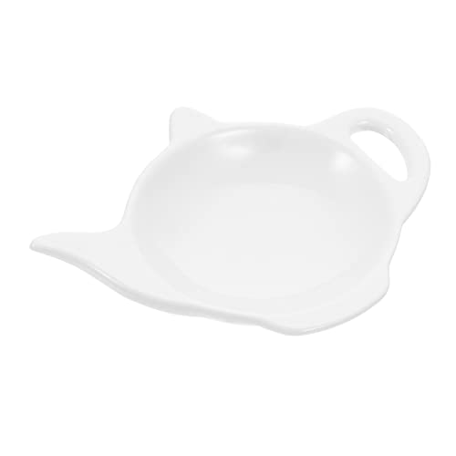 KICHOUSE Ceramic Tea Bag Saucer White Serving Tray Chinese Tea Bags Appetizer Serving Tray Side Dishes Decorative Teabag Dish Tea Bag Stand Multi-Function Teabag Holder Tea Bag Holder White