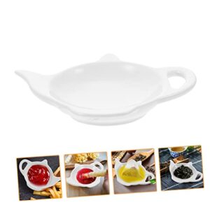 KICHOUSE Ceramic Tea Bag Saucer White Serving Tray Chinese Tea Bags Appetizer Serving Tray Side Dishes Decorative Teabag Dish Tea Bag Stand Multi-Function Teabag Holder Tea Bag Holder White