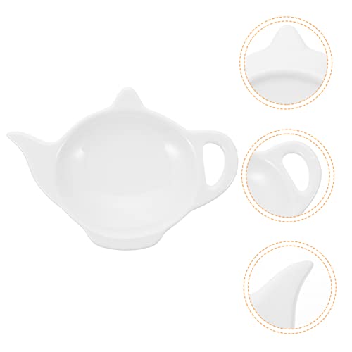 KICHOUSE Ceramic Tea Bag Saucer White Serving Tray Chinese Tea Bags Appetizer Serving Tray Side Dishes Decorative Teabag Dish Tea Bag Stand Multi-Function Teabag Holder Tea Bag Holder White