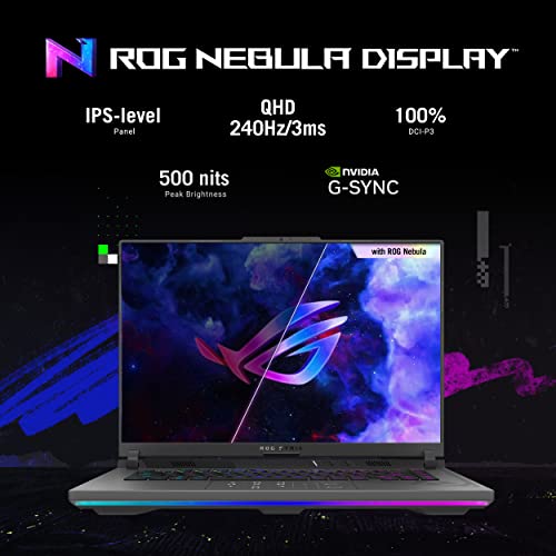 ASUS ROG Strix G16 (2023) Gaming Laptop, 16” Nebula Display 16:10 QHD 240Hz, GeForce RTX 4070, Intel Core i9-13980HX, 32GB DDR5, 1TB PCIe SSD, Wi-Fi 6E, Windows 11 Pro, G614JI-XS96,Eclipse Gray