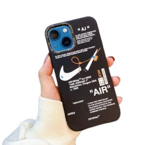 off-white™ iphone 13 only (6.1-inch display) black case liquid silicone, slim, phone case, anti-scratch soft microfiber lining.