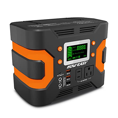 HOWEASY Portable Power Station, 300W (Peak 350W) Solar Generator (Solar Panel Not Included), 236Wh Backup Lithium Battery, with 110V/300W AC Outlet and LED Light, for CPAP Family Camping RV Emergency