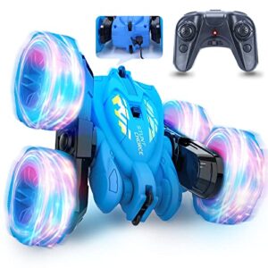 salln remote control car-w/wheel lights,direct rechargeable,rc cars stunt car toy for boys 8-12,4wd 2.4ghz max 50+min playtime 360° rotating rc car for boys 4-7,kids xmas gifts toy car for boys girls
