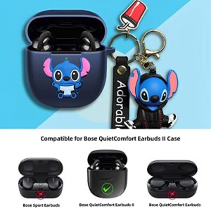 CASEVERSE Case for Bose QuietComfort Earbuds II, Soft Kawaii Silicone Cartoon Anime Protective Headphones Covers for Boys Girls Teens with Keychain