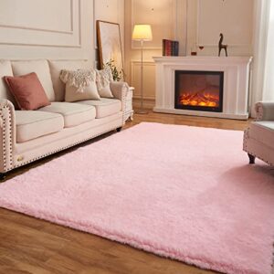 arbosofe pink rug for girls bedroom,fluffy rectangle rug 5'x7' for kids room,furry carpet for teen girls room,shaggy rug for nursery room,fuzzy plush rug for dorm,cute room decor for baby